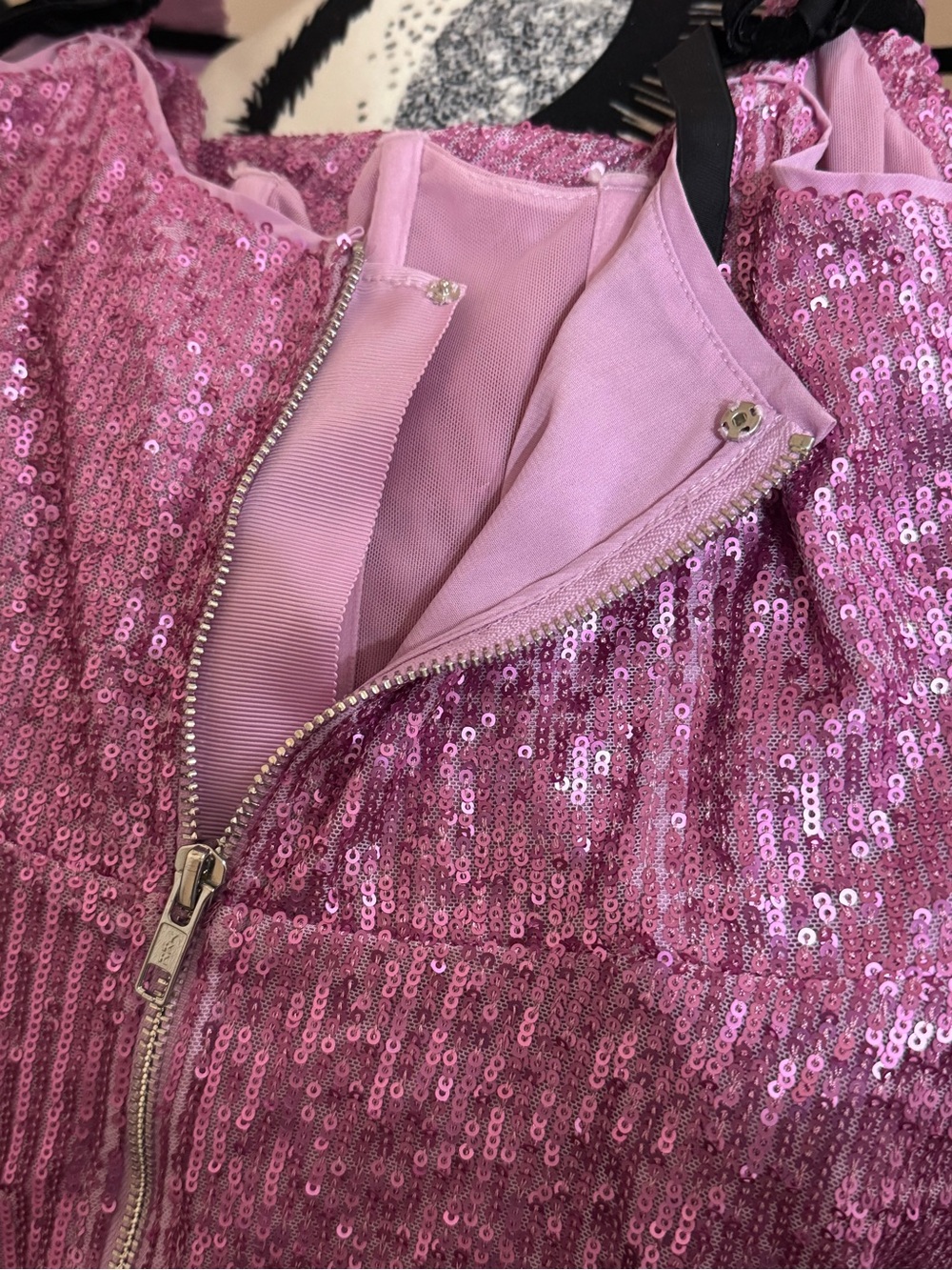 ⁠⁠For Love & Lemons Candice Sequin Mini Dress XL Cowl Neck Pink⁠ (Fits S or M) - Picture 9 of 14